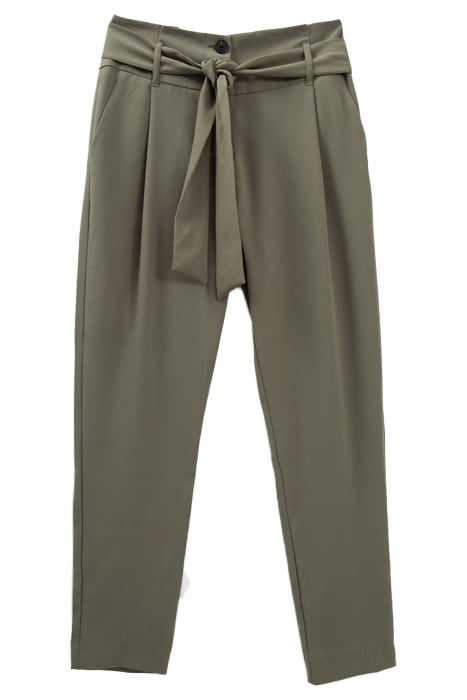 KHAKI BELTED HIGH-WAIST STRAIGHT TROUSERS 4