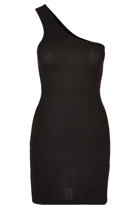 LADIES RIB ONE SHOULDER DRESS BLACK 4