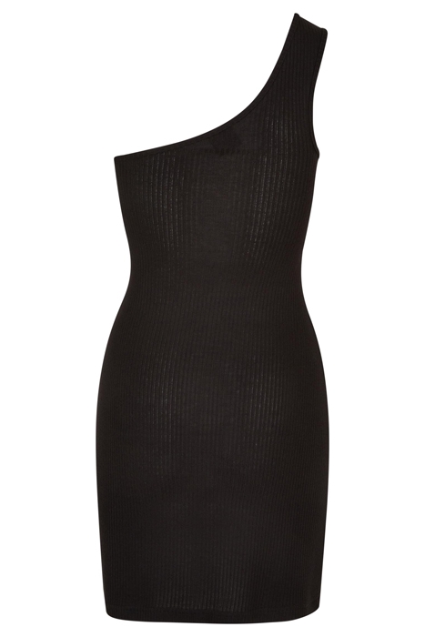 LADIES RIB ONE SHOULDER DRESS BLACK 5