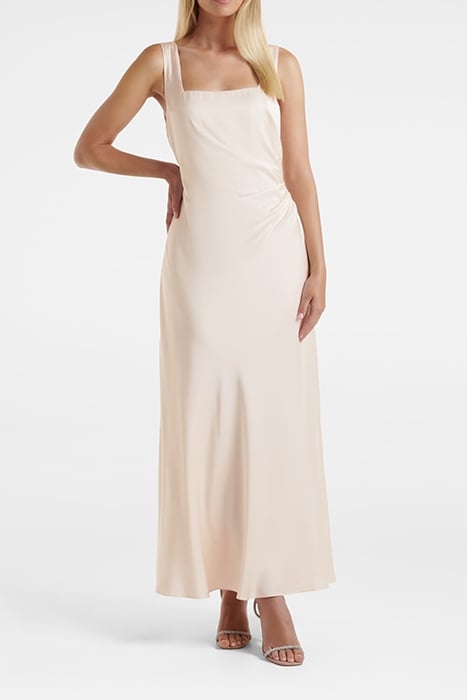 WINNIE SQUARE NECK RUCHED MIDI IVORY 1