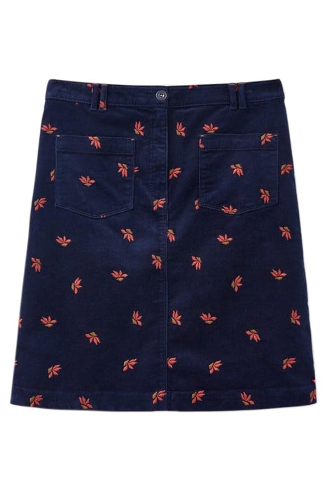 MELODY EMBROIDERED CORD SKIRT NAVY 4