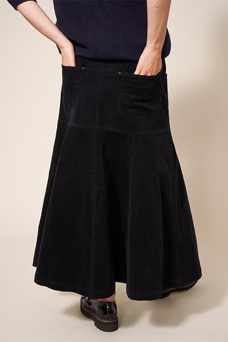 QUINN CORD SKIRT PURE BLACK 2
