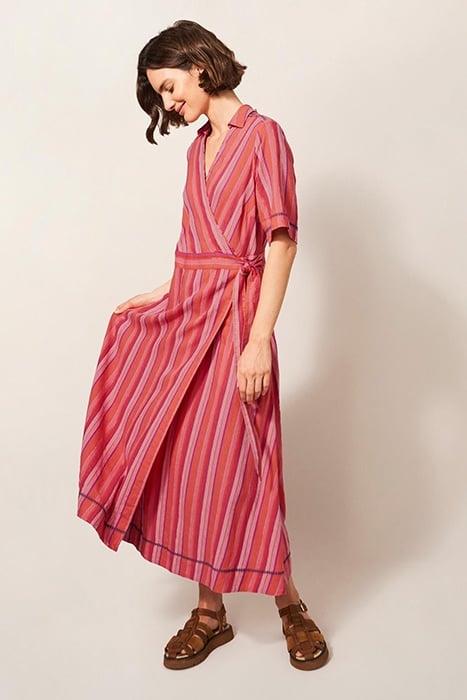 FELICITY LINEN BLEND DRESS PINK MULTI 3