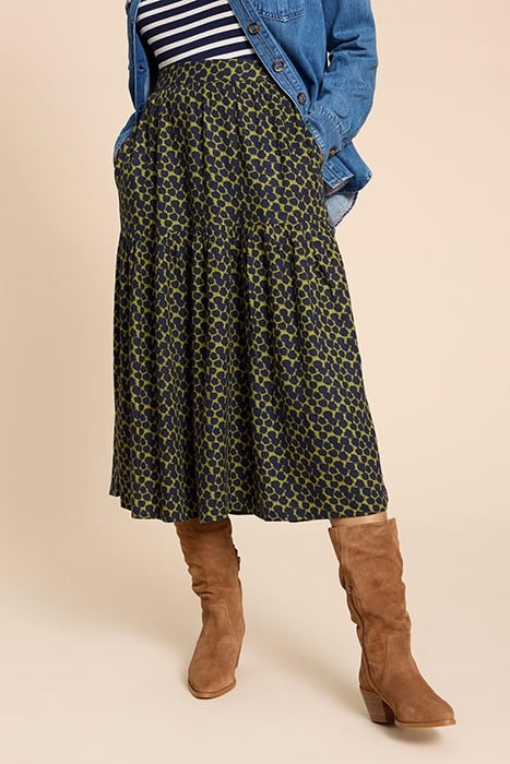 JAMIMA ECO VERO MIDI SKIRT NAVY 1