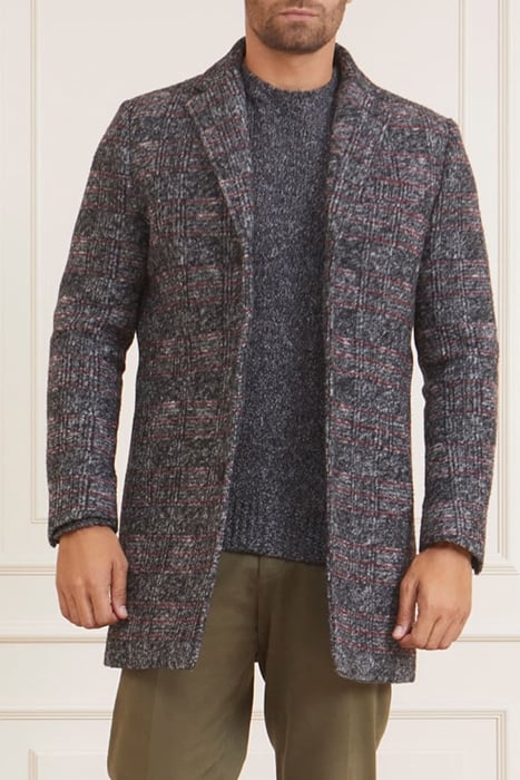SINGLE BREASTED COAT BLACK/WHITE/RED CHECK 8