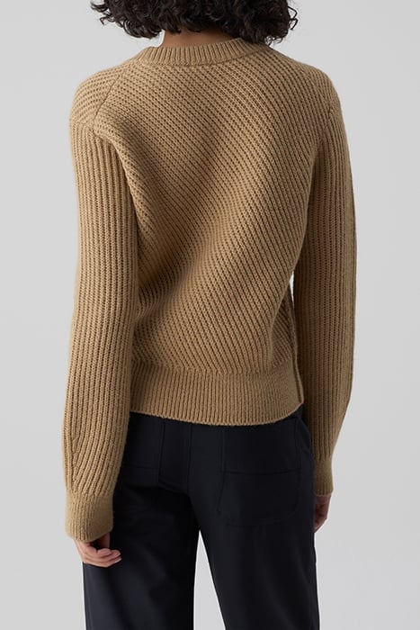 CREW NECK LONG SLEEVE KNITS BROWN MARBLE 2