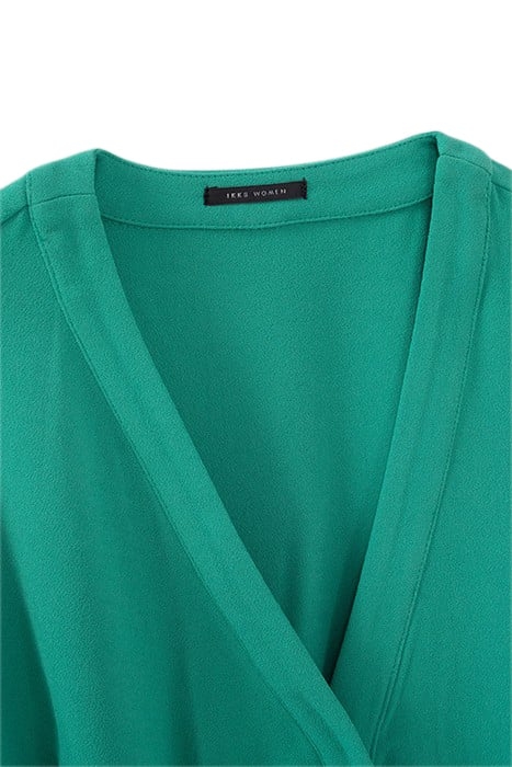 GREEN WRAP DRESS WITH STUDDED SLEEVES 4