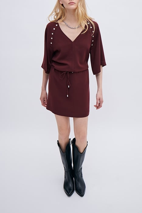 GARNET DRESS WITH PRESS STUD DECOR 3