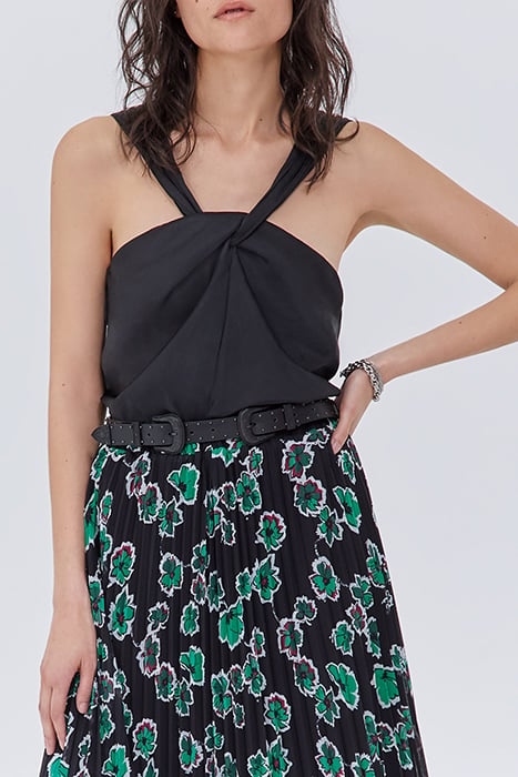 BLACK ASYMMETRIC TOP WITH KNOTTED NECKLINE 1