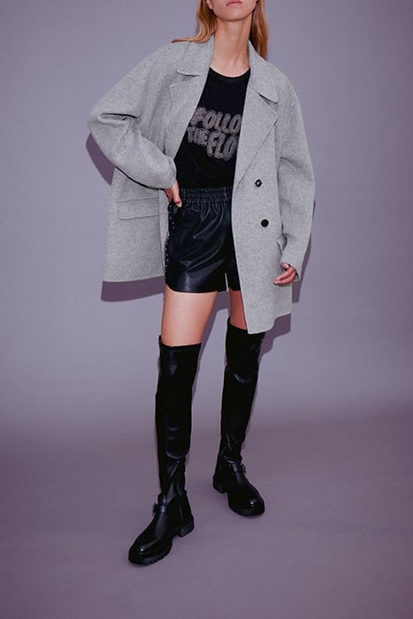 GREY MID-LENGTH COAT WITH DIAMANTE 8
