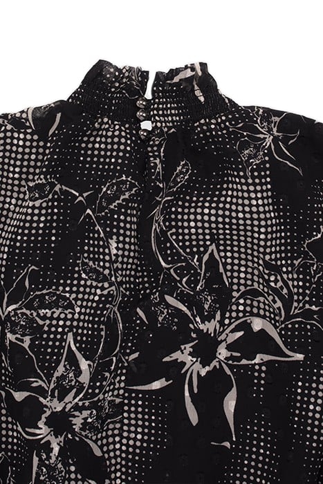 BLACK DRESS WITH ECRU DANDY FLOWER PRINT 5