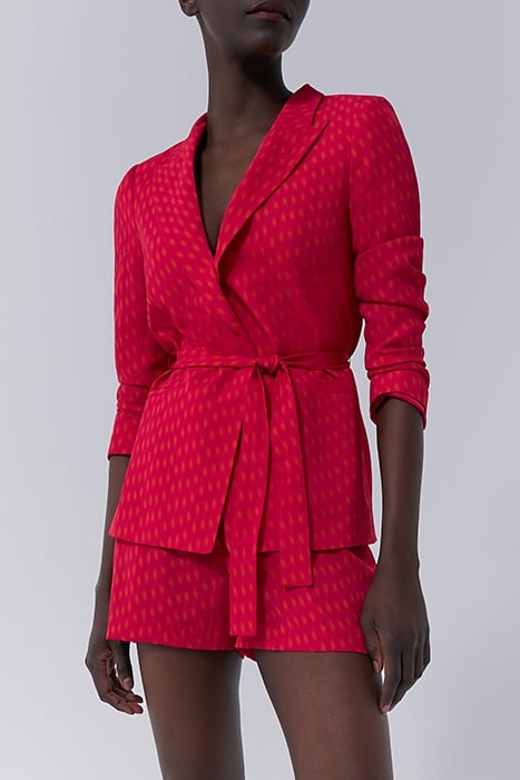 FUCHSIA PRINT BELTED SUIT JACKET 1