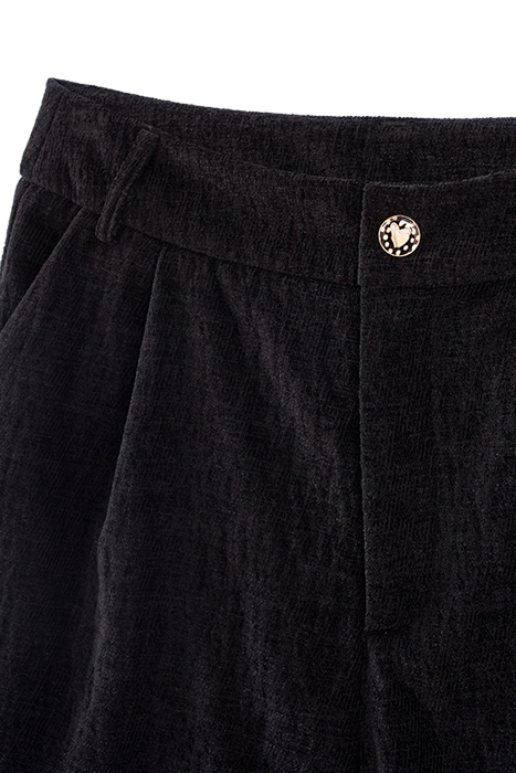 BLACK TEXTURED VELVET SHORTS 8