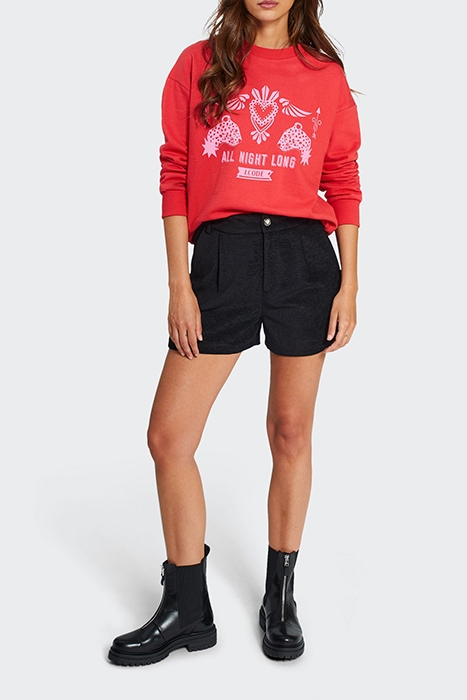 BLACK TEXTURED VELVET SHORTS 3