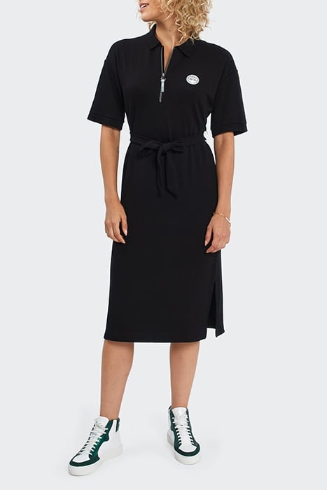 BLACK PIQUE KNIT LONG POLO-SHIRT DRESS 1