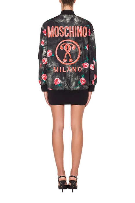 PAINTED FLOWERS NYLON BOMBER JACKET BLACK 2