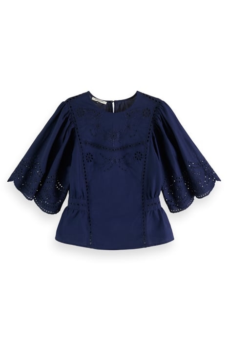 BROIDERIE ANGLAISE TOP NAVY BLUE 1