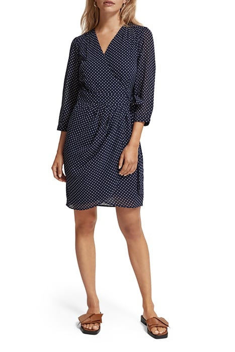 MINI WRAP DRESS POLKA NAVY BLUE 2