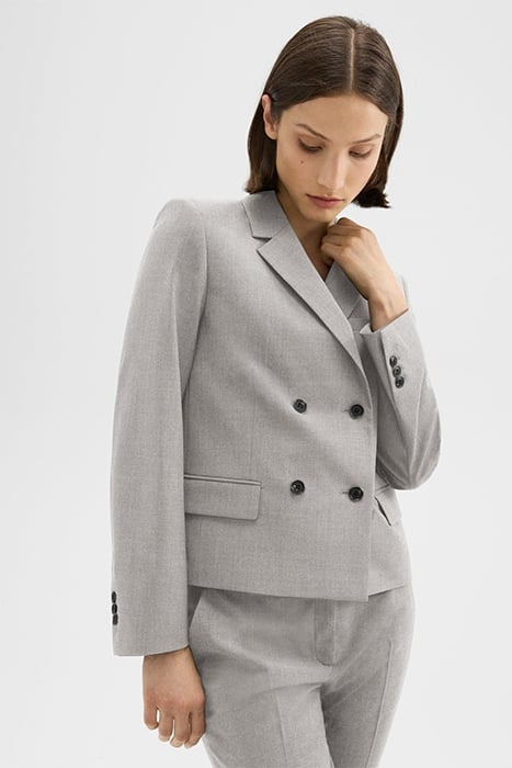 DOUBLE-BREASTED BLAZER IN GOOD WOOL LIGHT GREY MELANGE 4
