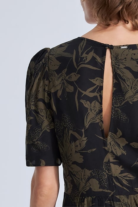 BLACK LILY PRINT LONG DRESS BLACK 4