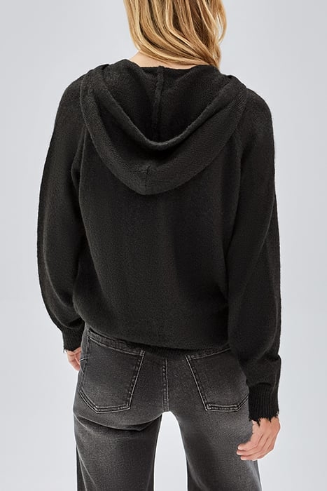 PURE EDITION- BLACK ZIPPED KNIT CARDIGAN BLACK 2