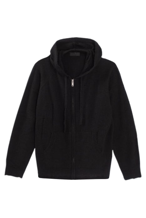 PURE EDITION- BLACK ZIPPED KNIT CARDIGAN BLACK 4