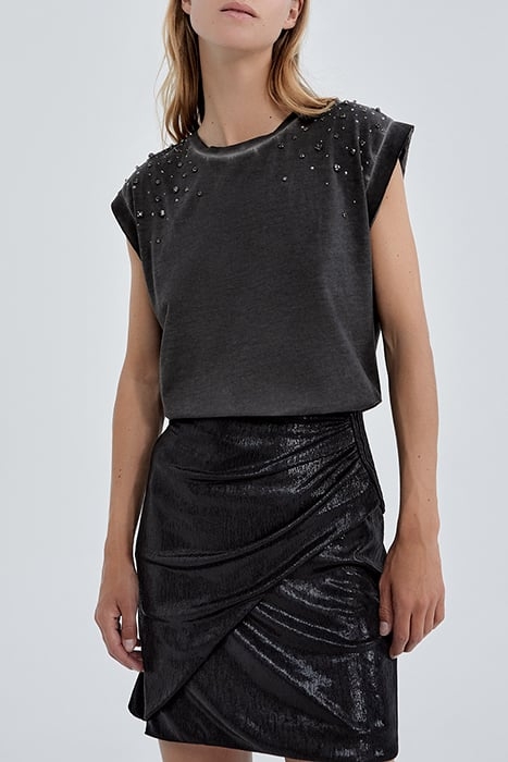 PURE EDITION- BLACK SHORT DRAPED SKIRT BLACK 6