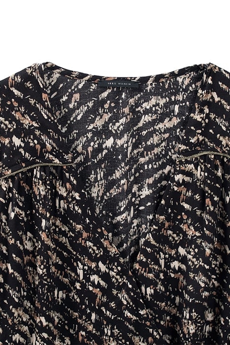 BLACK FUSAIN PRINT WRAP DRESS BLACK 6