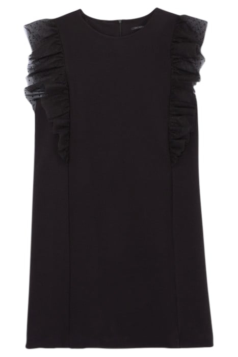 BLACK DOTTED SWISS RUFFLED DRESS BLACK 2