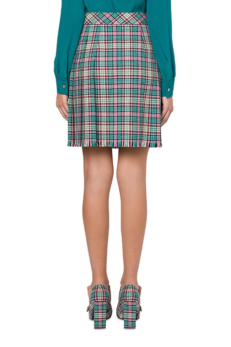 CHECK SKIRT WITH TOGGLES BLUE 2