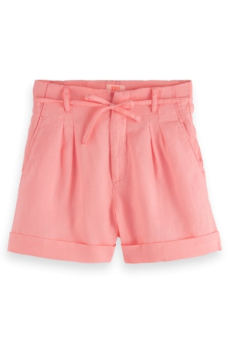 HIGH-RISE LINEN SHORT NEON CORAL 1