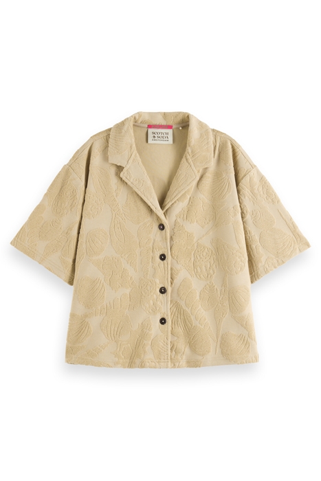 JACQUARD TOWELING CAMP SHIRT MOCCA 4