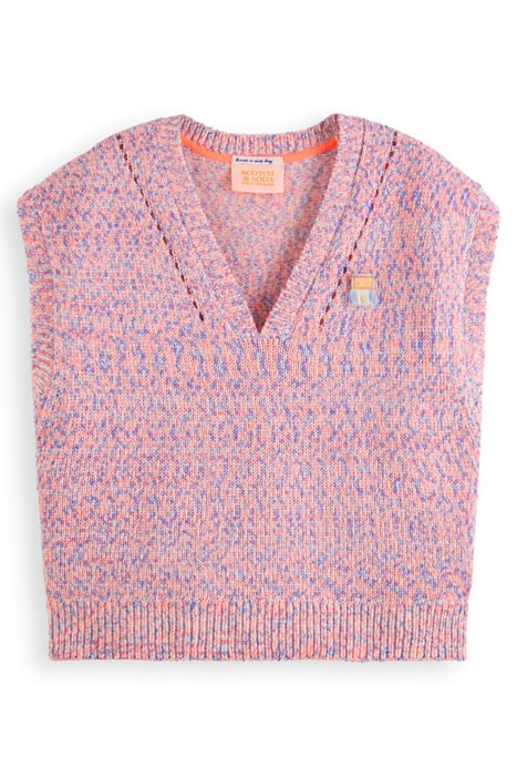 SPACE DYE V NECK KNITTED TANK PINK SPACE DYE 4