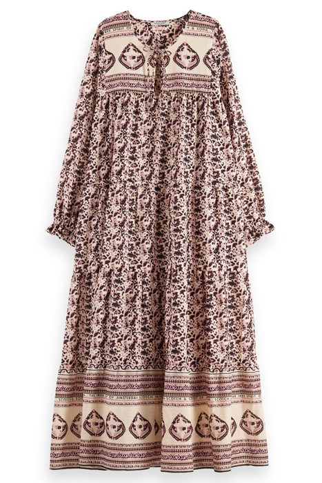 MAXI DRESS WITH FLOUNCES FLORAL BORDER 3