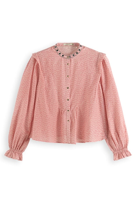 PRINTED SHIRT WITH SHOULDER DETAIL CORAL 1