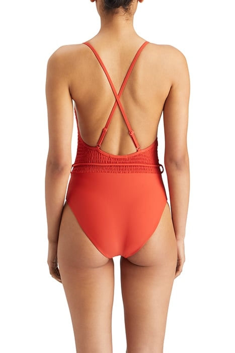 SWIMSUIT WITH SMOCK DETAIL RUSTIC CORAL 2