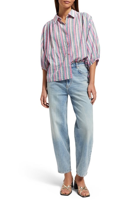 STRIPED BALLOON SLEEVE SHIRT BEACH STRIPE 3