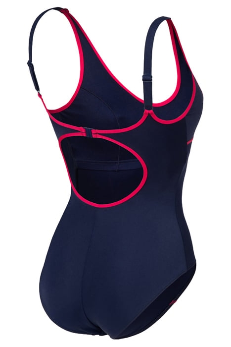 WOMEN'S ARENA TANIA CLIP BACK SWIMSUIT O NAVY-FREAK ROSE 7