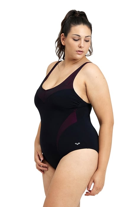 W ISABEL LIGHT CROSS BACK ONE PIECE PLUS BLACK-ROSE VIOLET 1