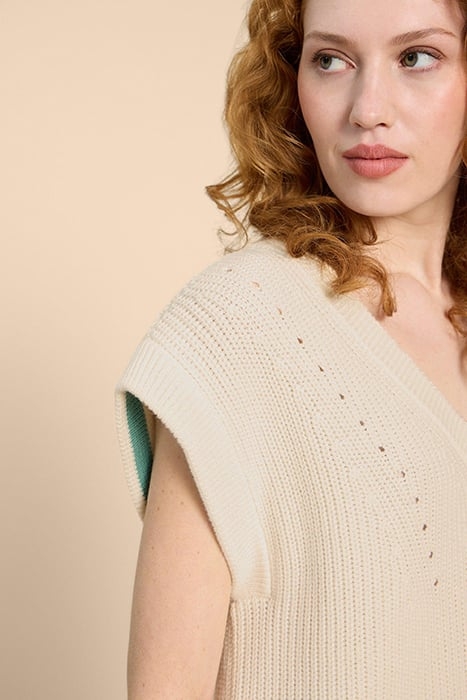 VANEA V NECK TANK NATURAL WHITE 3