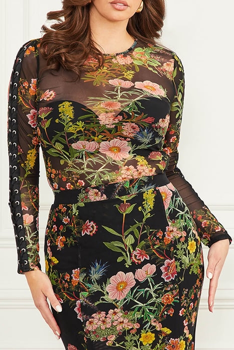 LEWIS MESH TOP BLACK BEAUTY BLOUSE PRINT 1