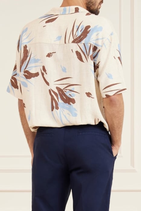 MARCIANO BY GUESS BILLY BOWLING SHIRT BROWN BLUE CASUAL ABST 2