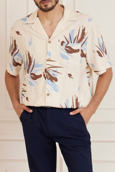 MARCIANO BY GUESS BILLY BOWLING SHIRT BROWN BLUE CASUAL ABST 4