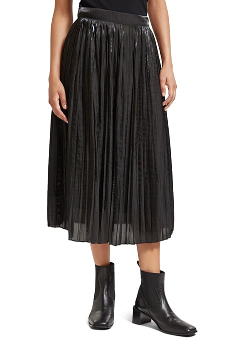 PLEATED HIGH RISE MAXI SKIRT EVENING BLACK 1