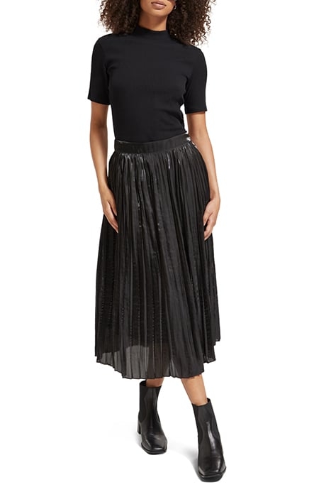PLEATED HIGH RISE MAXI SKIRT EVENING BLACK 2