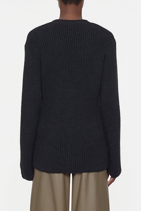 V CARDIGAN LONG SLEEVE KNITS BLACK 2