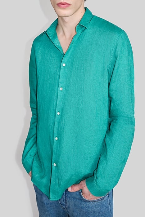 PETROL PURE LINEN SLIM SHIRT 1