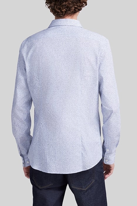 NAVY ORGANIC COTTON MICROLEAF MOTIF SLIM SHIRT 2