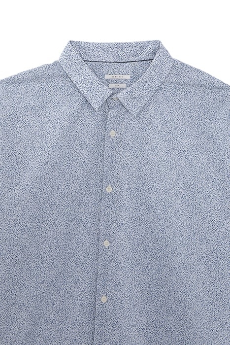 NAVY ORGANIC COTTON MICROLEAF MOTIF SLIM SHIRT 5