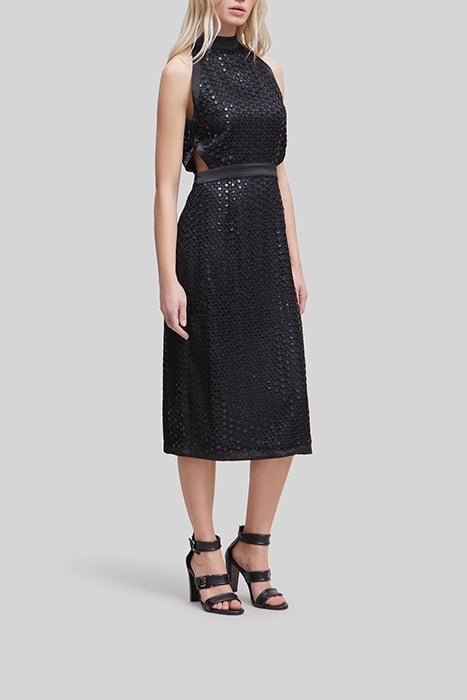 BLACK LACE MIDI DRESS WITH AMERICAN ARMHOLES 3